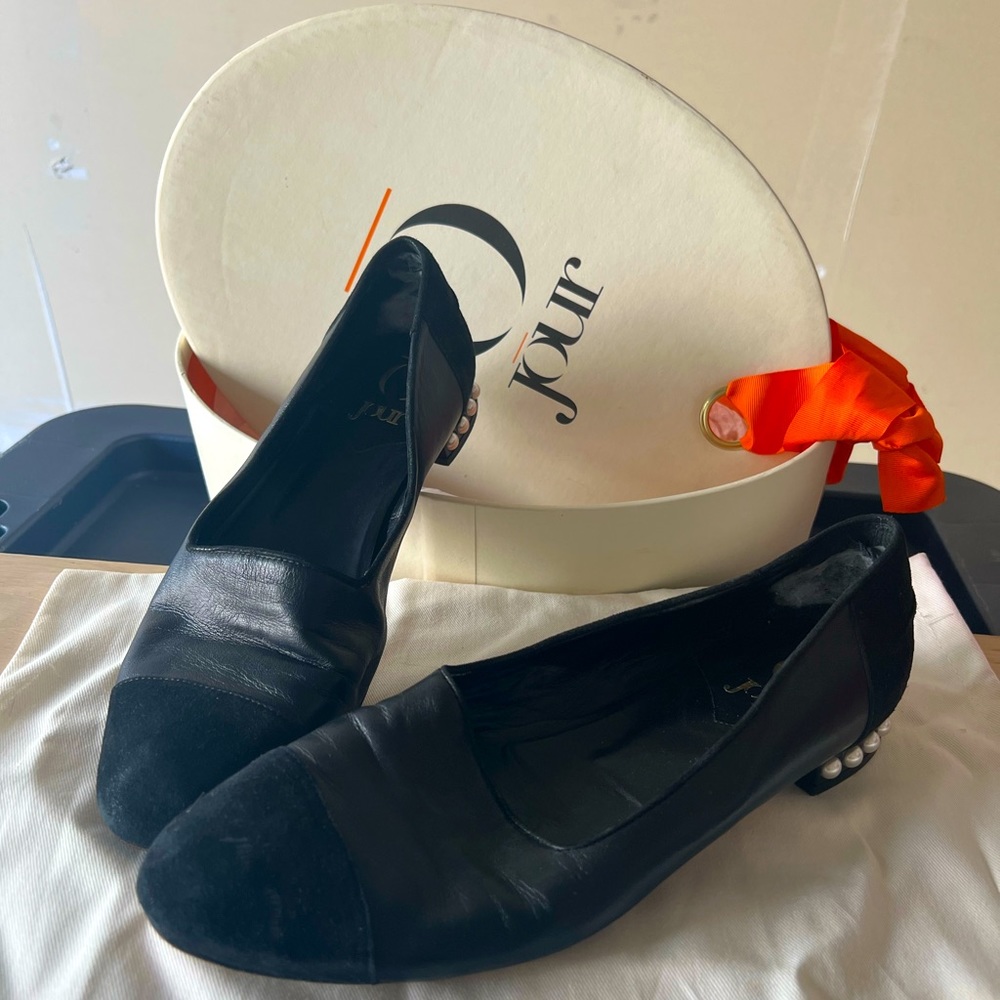 O JOUR Genuine Leather ballet shoe with pear heel
